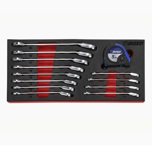 13 Pcs - Reversible Ratcheting Wrench & Measuring Tape Set, 1/3 System Insert