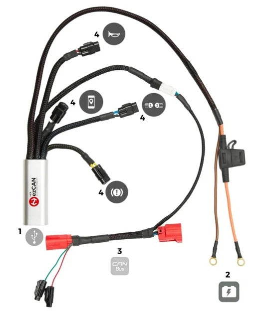 HEX ezCAN SACANDES Husqvarna Motorcycle Accessory Manager CAN Bus Controller - Wadamart