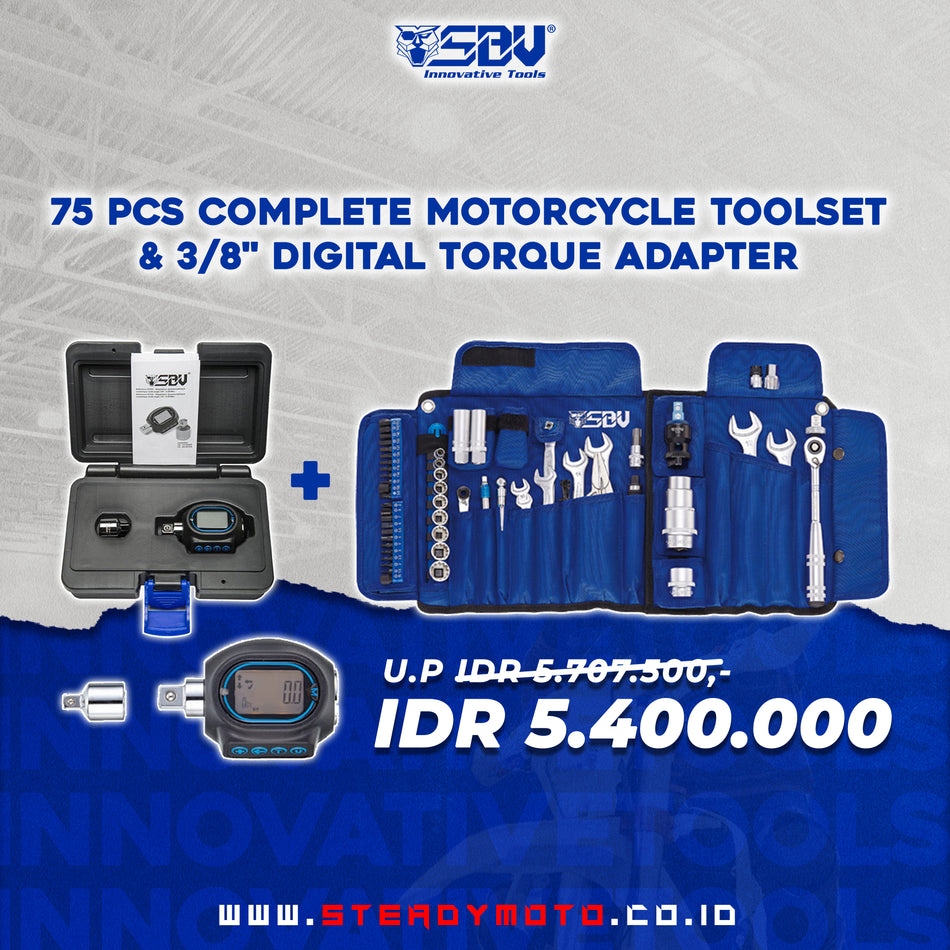 ALL Complete Motorcycle Toolset - 75 pcs & 3/8" Digital Torque Adapter